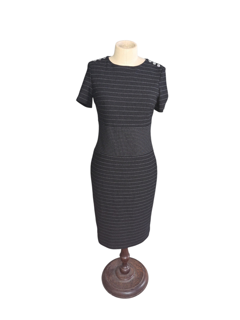 lauren by ralph lauren Gray pinstripe fit and flare dress Size 4